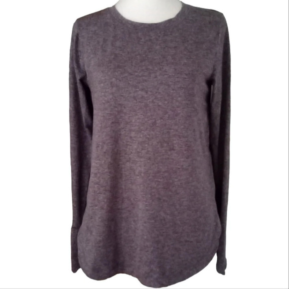 Athleta Women's Heathered Purple Uptempo Long Sleeve Top Thumb Holes Size Small - Picture 2 of 8